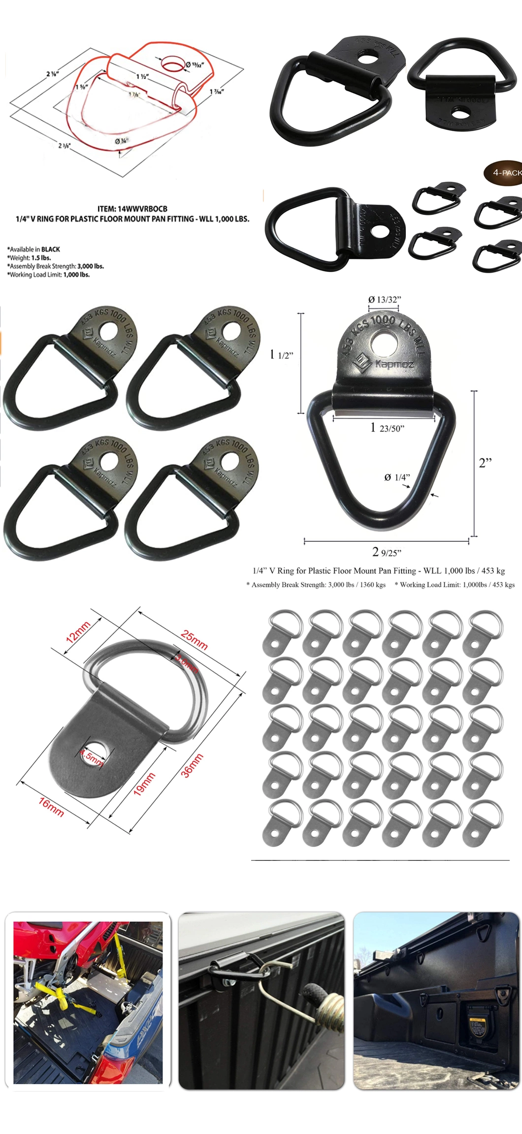 Factory Spot Tie Down D Ring V Ring for Cargo Mount Bracket for Load on Car and Truck Cargo Ring